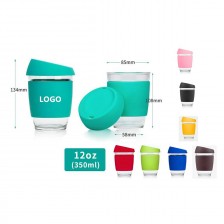 12oz High Borosilicate Glass Coffee Mug with Silicone Lid and Sleeve